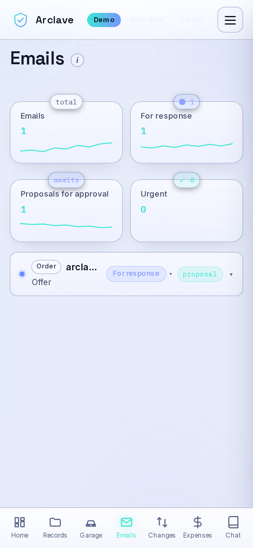 Arclave — e-maily roztriedené s pripraveným návrhom odpovede